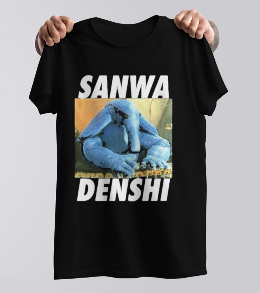 SANWA DENSHI Blue Elephant Playing Keyboards T-Shirt