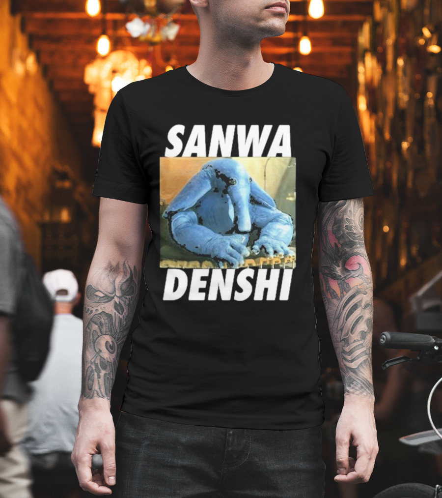 SANWA DENSHI Blue Elephant Playing Keyboards T-Shirt