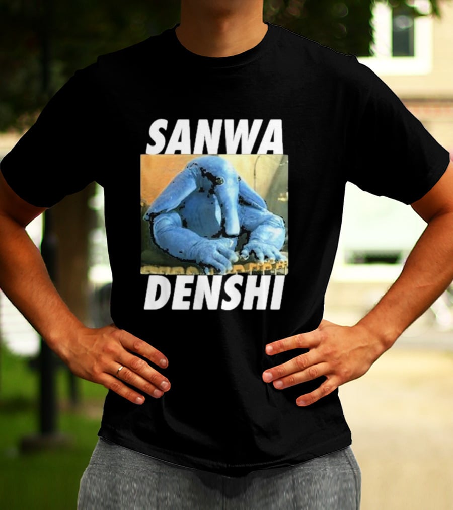 SANWA DENSHI Blue Elephant Playing Keyboards T-Shirt