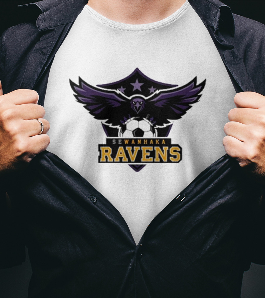 Sewanhaka Ravens Soccer Team Logo Emblem T-Shirt