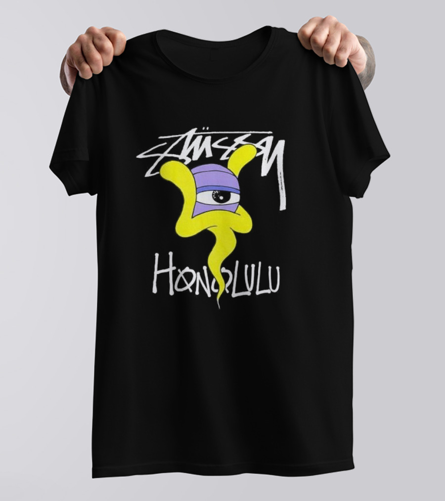 Stussy Honolulu Yellow Ghost Eye T-Shirt