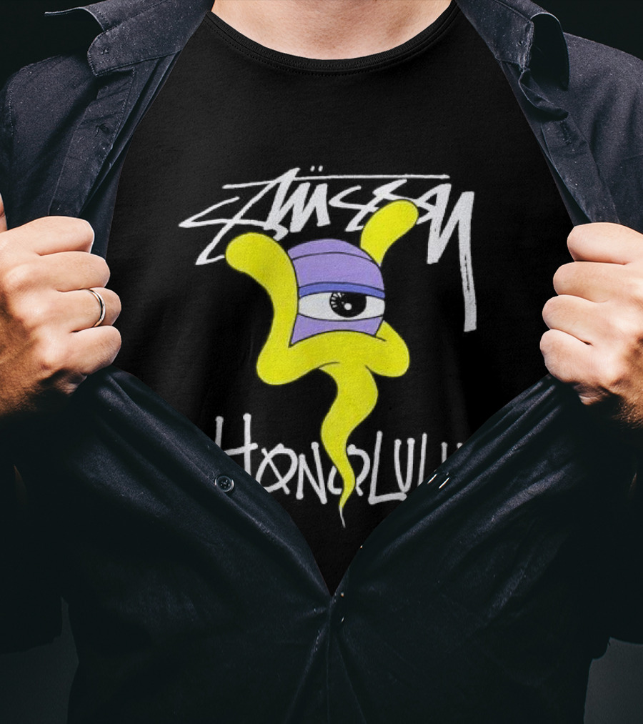 Stussy Honolulu Yellow Ghost Eye T-Shirt