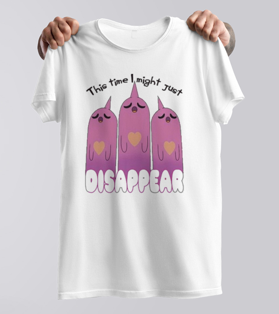 This Time I Might Just Disappear Pink Ghost Trio With Hearts T-Shirt