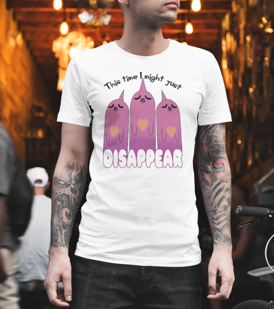 This Time I Might Just Disappear Pink Ghost Trio With Hearts T-Shirt
