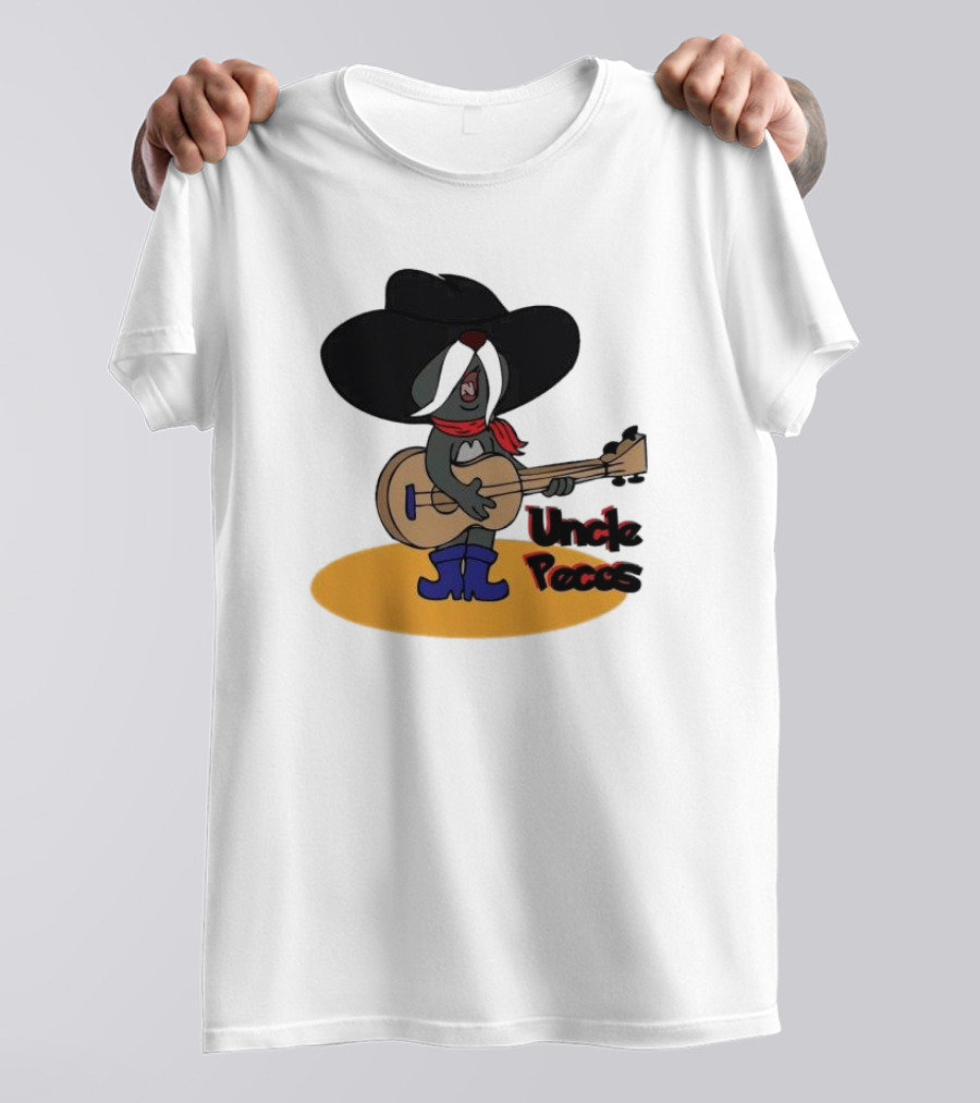 Tom And Jerry Uncle Pecos Playing Guitar With Big Black Hat And Red Scarf T-Shirt