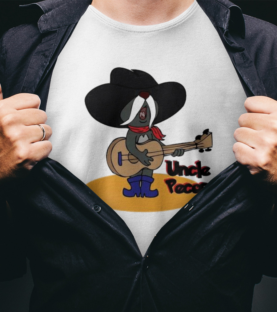 Tom And Jerry Uncle Pecos Playing Guitar With Big Black Hat And Red Scarf T-Shirt