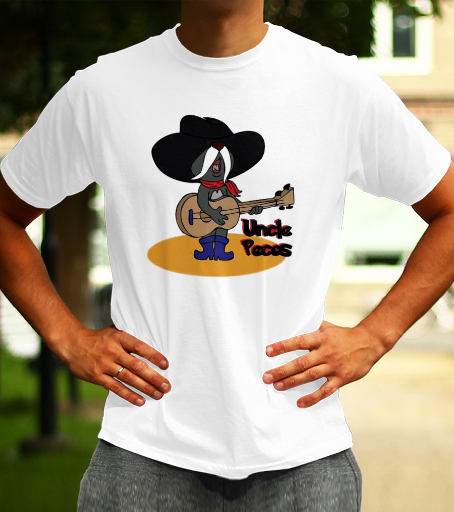 Tom And Jerry Uncle Pecos Playing Guitar With Big Black Hat And Red Scarf T-Shirt
