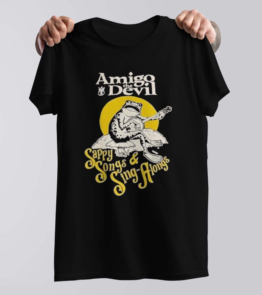 Amigo The Devil Sappy Songs And Sing Alongs Frog Playing Guitar T-Shirt