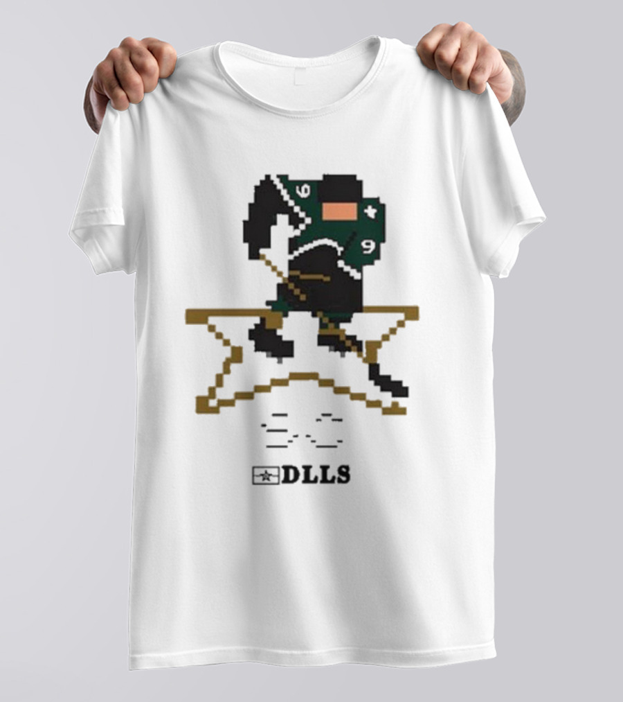 Dallas Stars DLLS 16 Bit Pixel Art Hockey Player T-Shirt