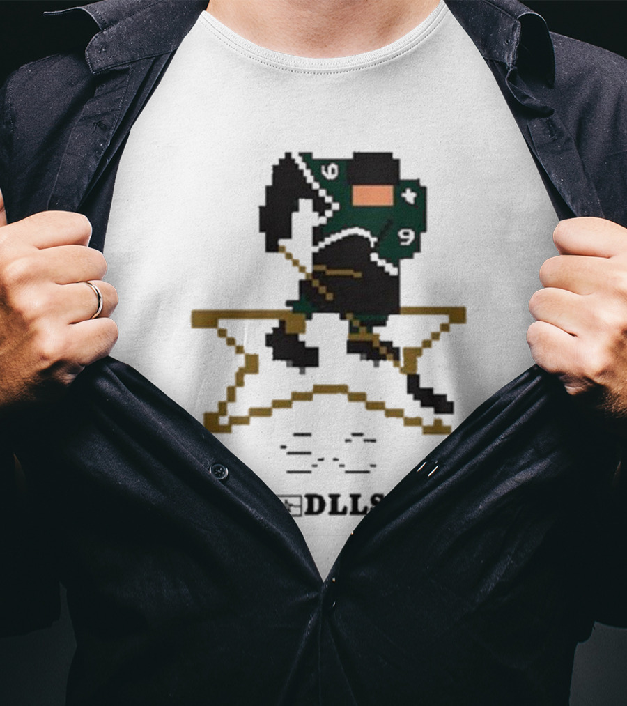 Dallas Stars DLLS 16 Bit Pixel Art Hockey Player T-Shirt