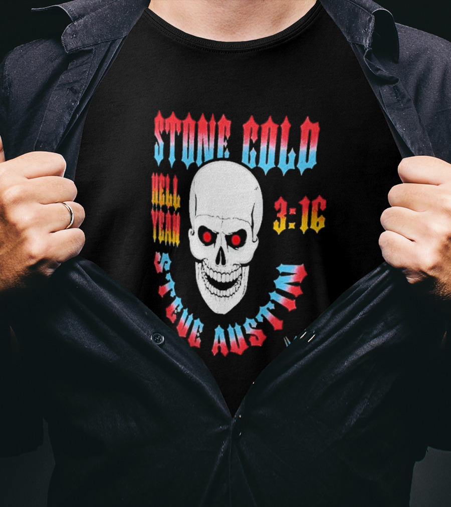 Stone Cold Steve Austin 3 16 Hell Yeah WWE Skull T-Shirt