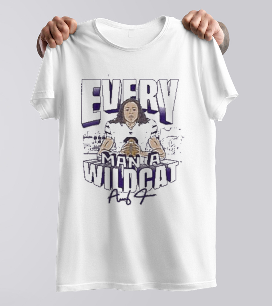 Every Man A Wildcat Avery Johnson K-State Wildcats Football Caricature T-Shirt