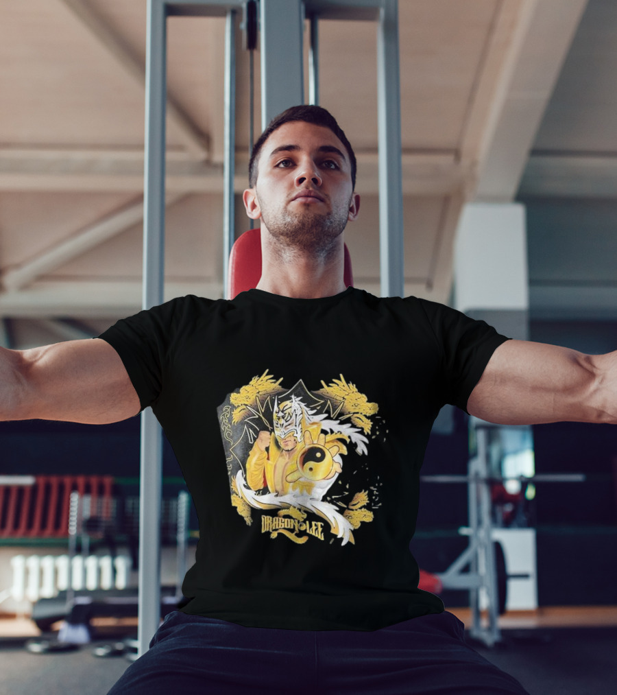 Dragon Lee Superstar Masked Wrestler Yin Yang Golden Dragon T-Shirt
