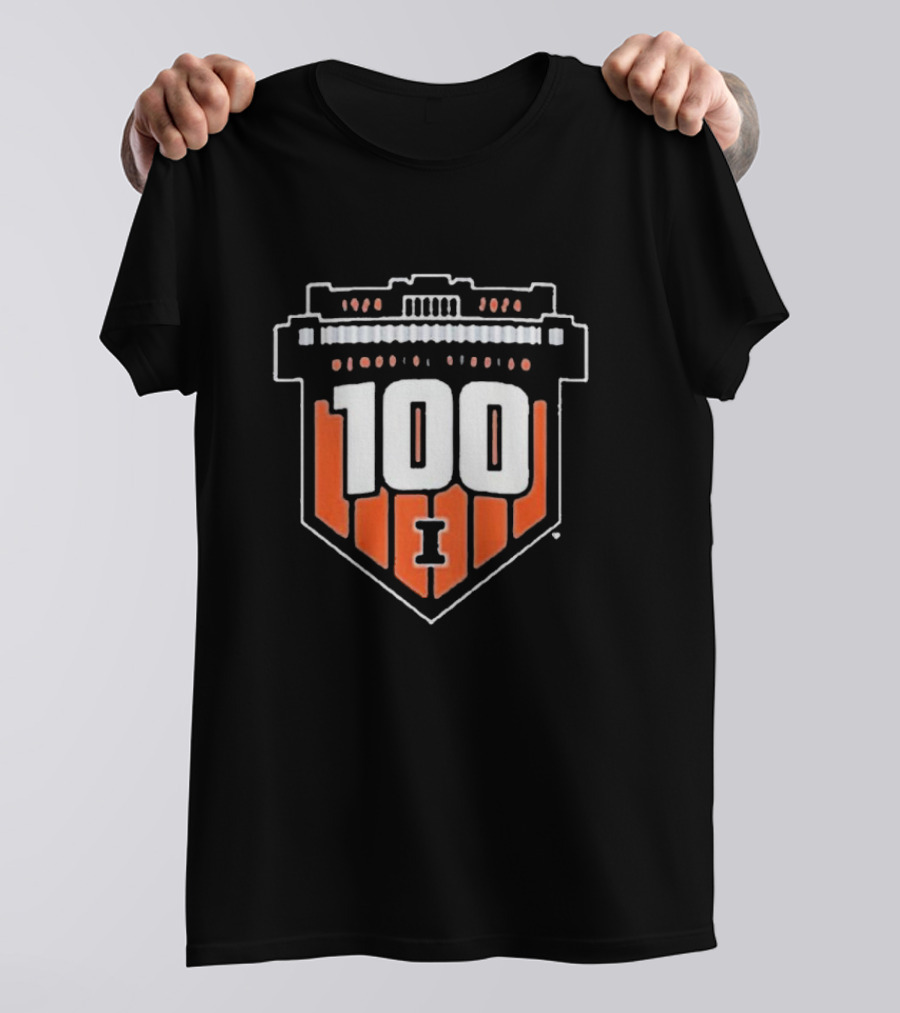 Illinois Fighting Illini 100 Years Memorial Stadium Badge T-Shirt