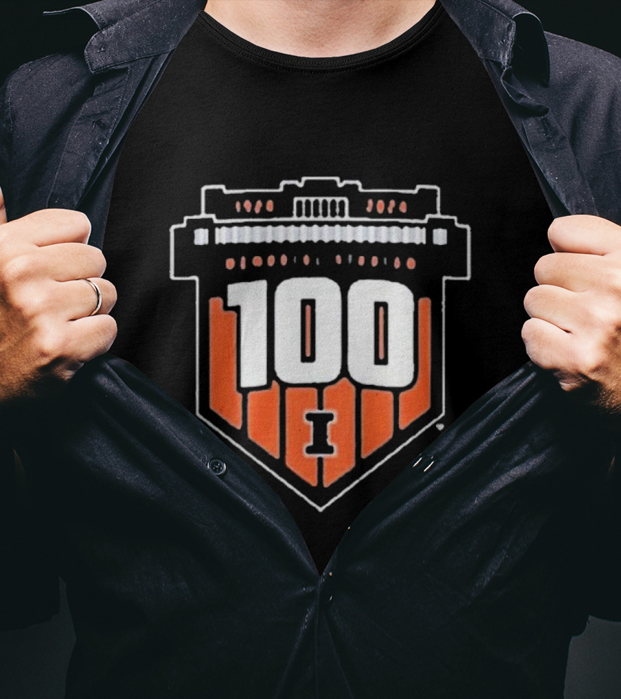 Illinois Fighting Illini 100 Years Memorial Stadium Badge T-Shirt