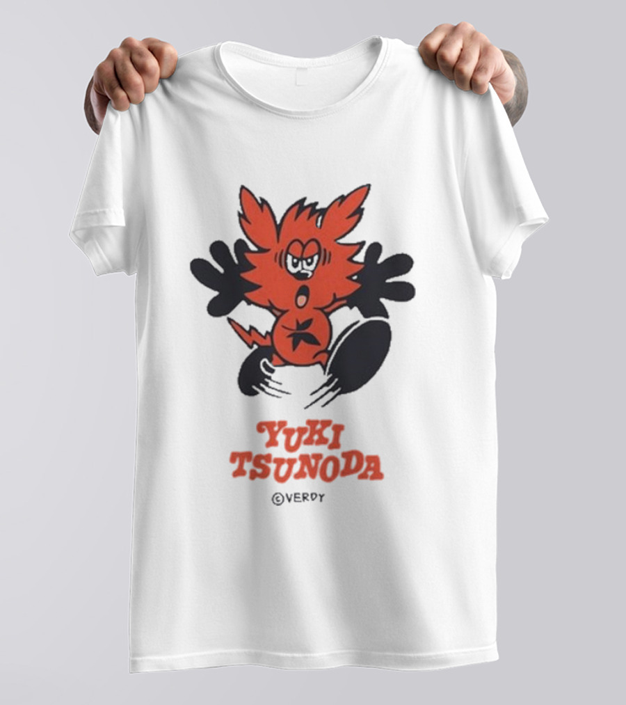 Yuki Tsunoda × Verdy Collaboration Black Tee With Red Cartoon Character T-Shirt