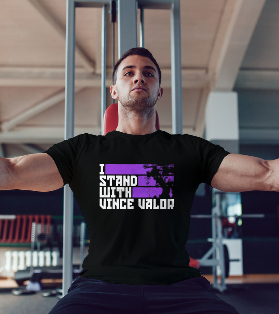 I Stand With Vince Valor Purple Distressed Flag T-Shirt
