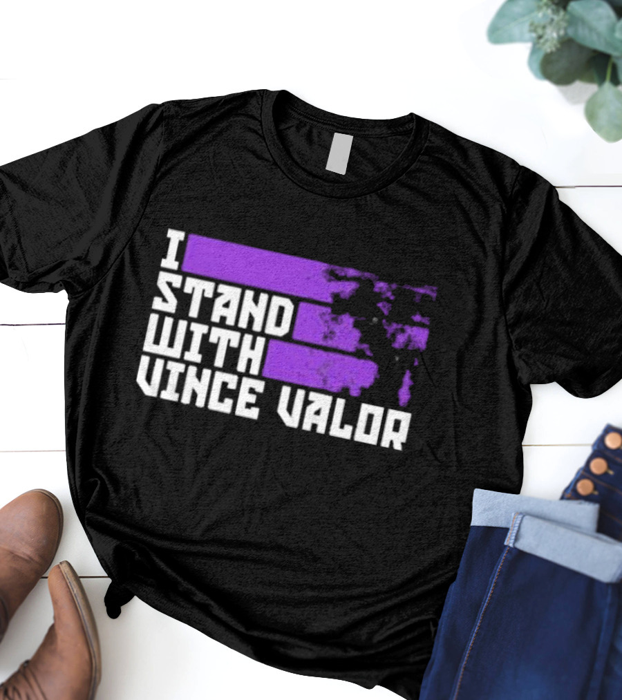I Stand With Vince Valor Purple Distressed Flag T-Shirt