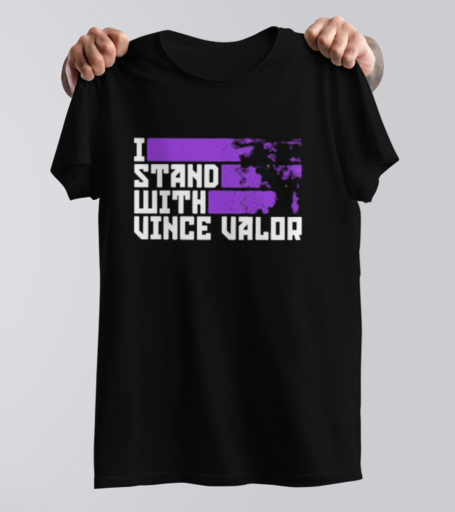 I Stand With Vince Valor Purple Distressed Flag T-Shirt
