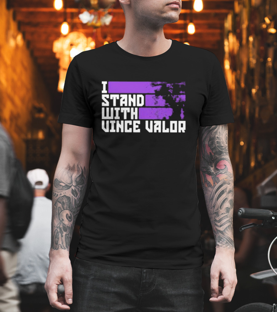 I Stand With Vince Valor Purple Distressed Flag T-Shirt