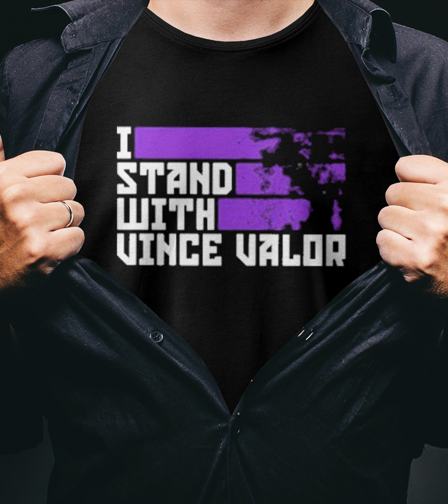 I Stand With Vince Valor Purple Distressed Flag T-Shirt