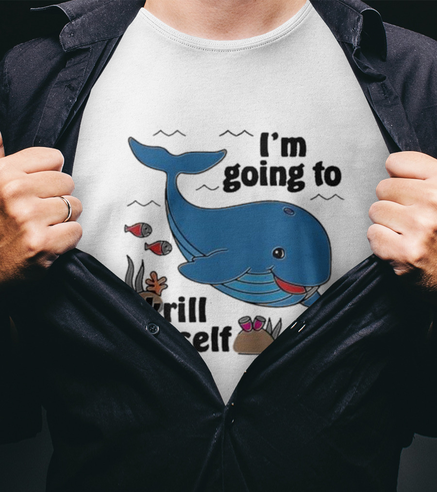 I’m Going To Krill Myself Dolphin Design With Cartoon Whale And Ocean Elements T-Shirt