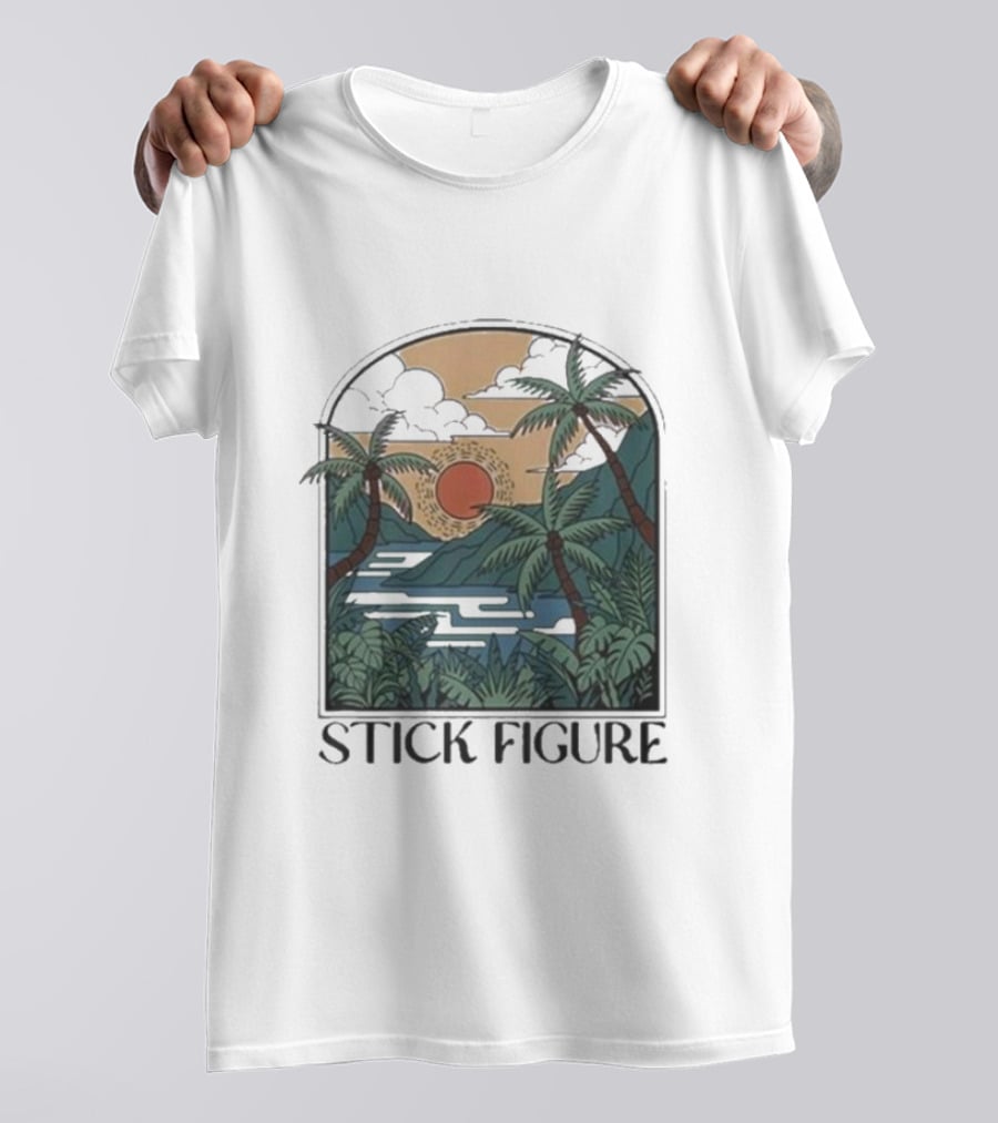 Stick Figure Tropical Sunset Paradise T-Shirt