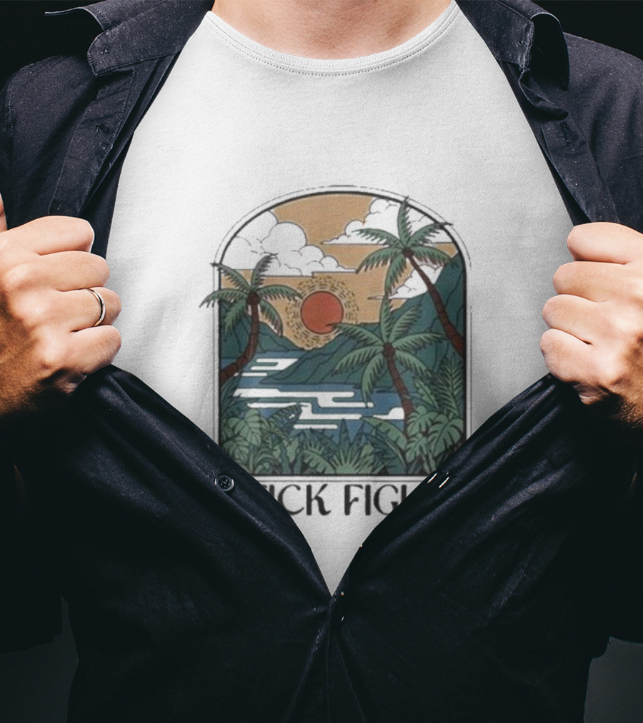 Stick Figure Tropical Sunset Paradise T-Shirt