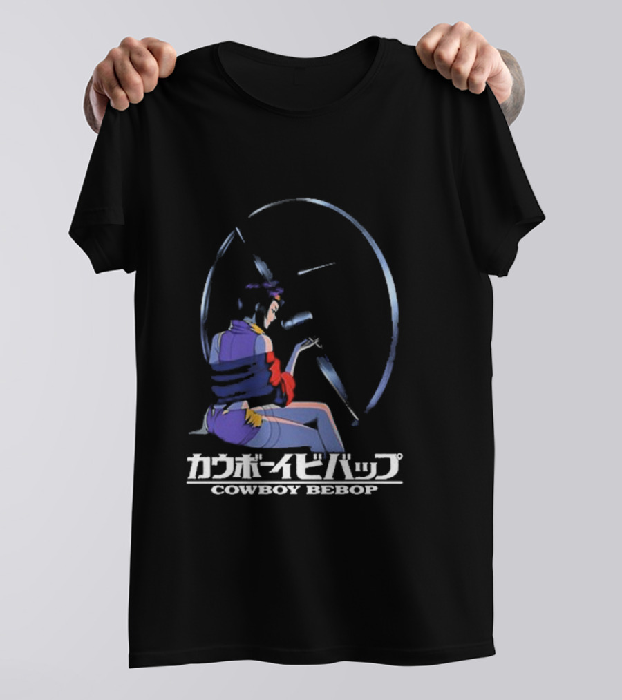 Cowboy Bebop Anime Character Sitting With Reflective Circular Background T-Shirt