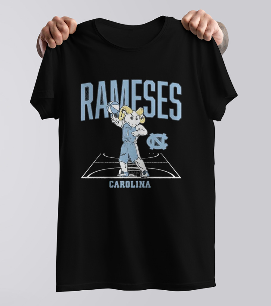 Rameses UNC Basketball Carolina Mascot On Court T-Shirt
