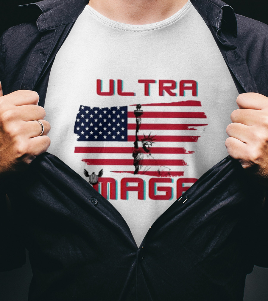 Ultra Maga American Flag With Statue Of Liberty And Eagle T-Shirt