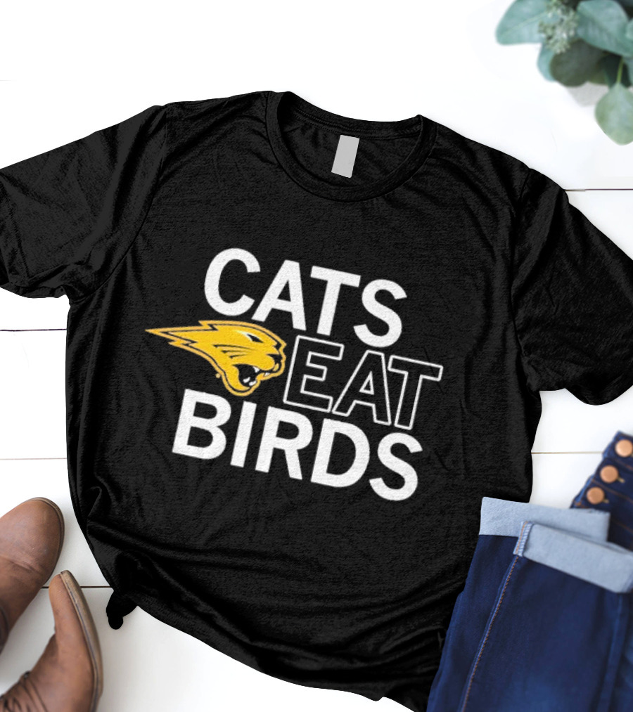 Cats Eat Birds Raygunsite Yellow Panther T-Shirt