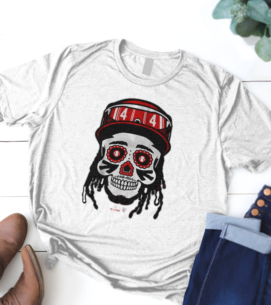 Elly De La Cruz Sugar Skull 44 Red Helmet T-Shirt