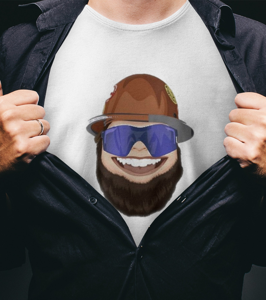Ricky And The Boss Bearded Smiling Face With Sunglasses And Hard Hat T-Shirt