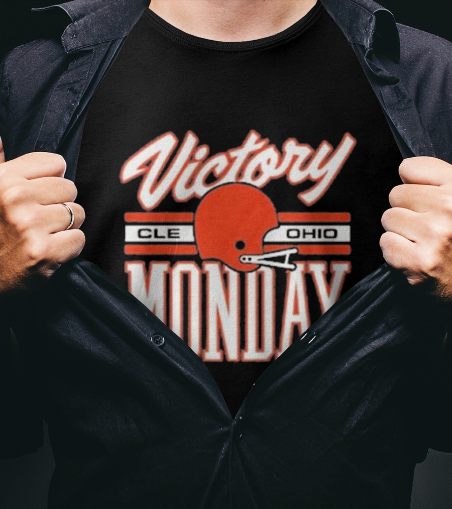 Victory Monday Cle Ohio Football Helmet T-Shirt