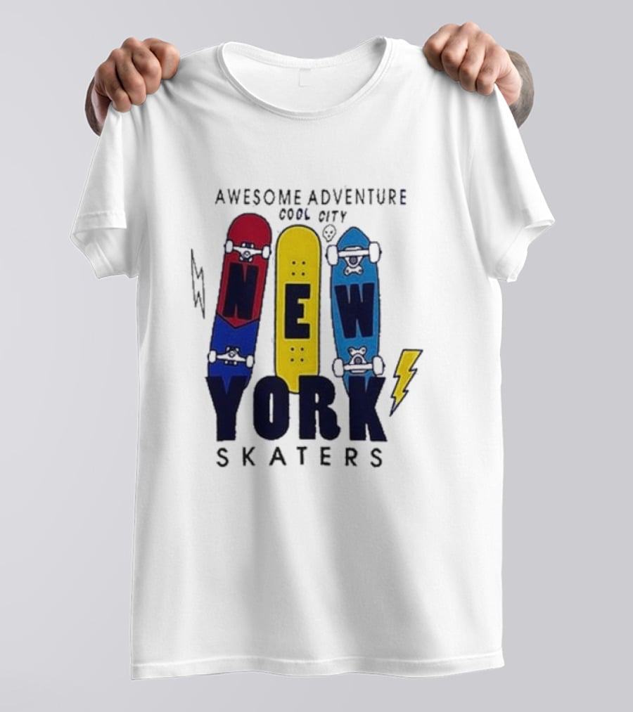 Awesome Adventure New York Skaters Cool City Lightning T-Shirt
