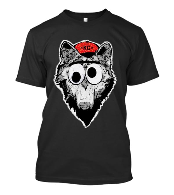 KC Kansas City Wolf Pack Wolves Googly Eyes Red Hat T-Shirt