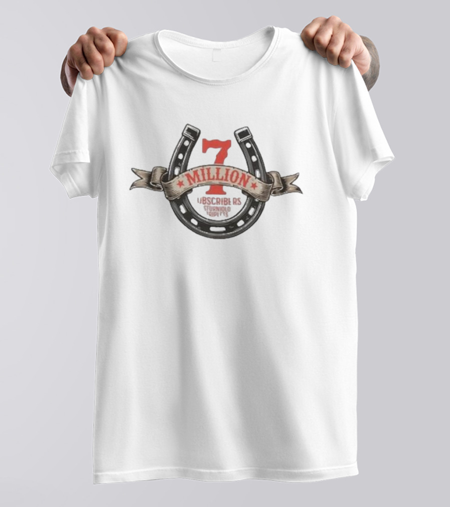 7 Million Subscribe Horseshoe Badge T-Shirt