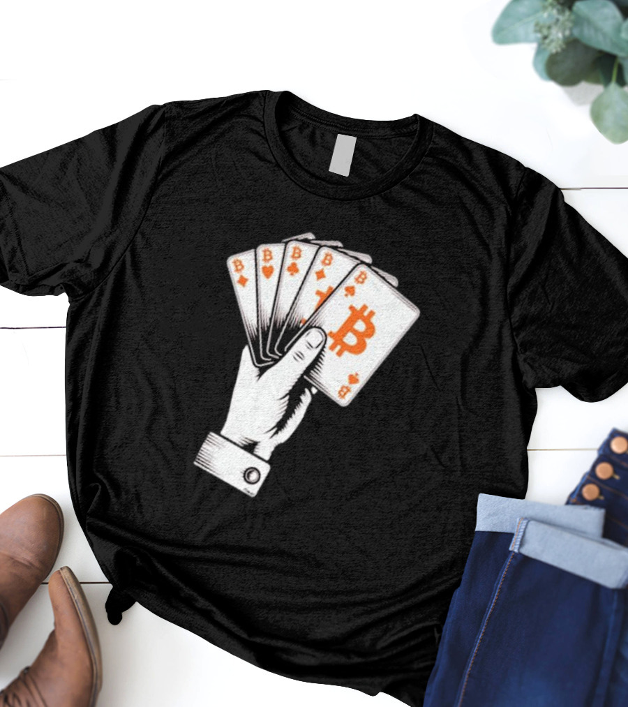 Bitcoin Royal Flush Playing Cards T-Shirt