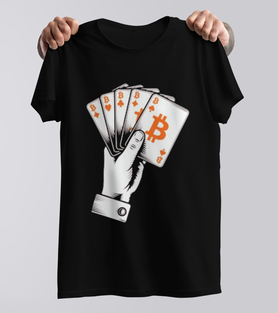 Bitcoin Royal Flush Playing Cards T-Shirt
