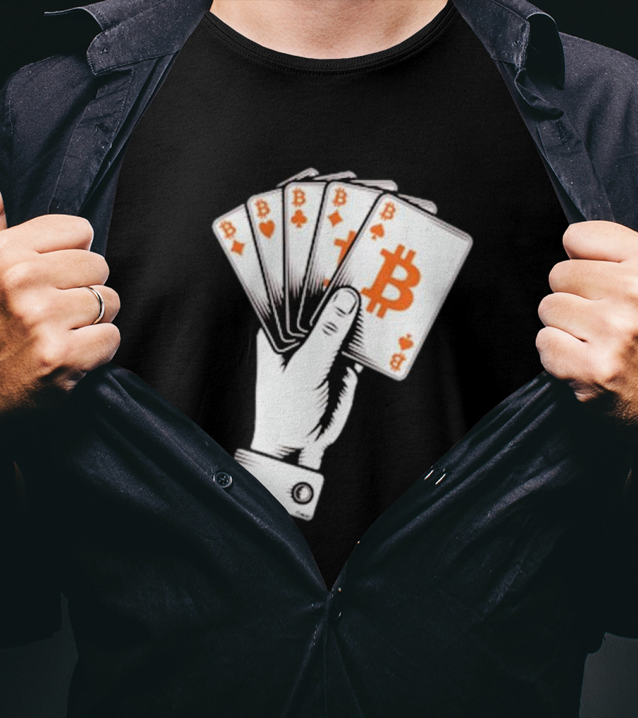 Bitcoin Royal Flush Playing Cards T-Shirt