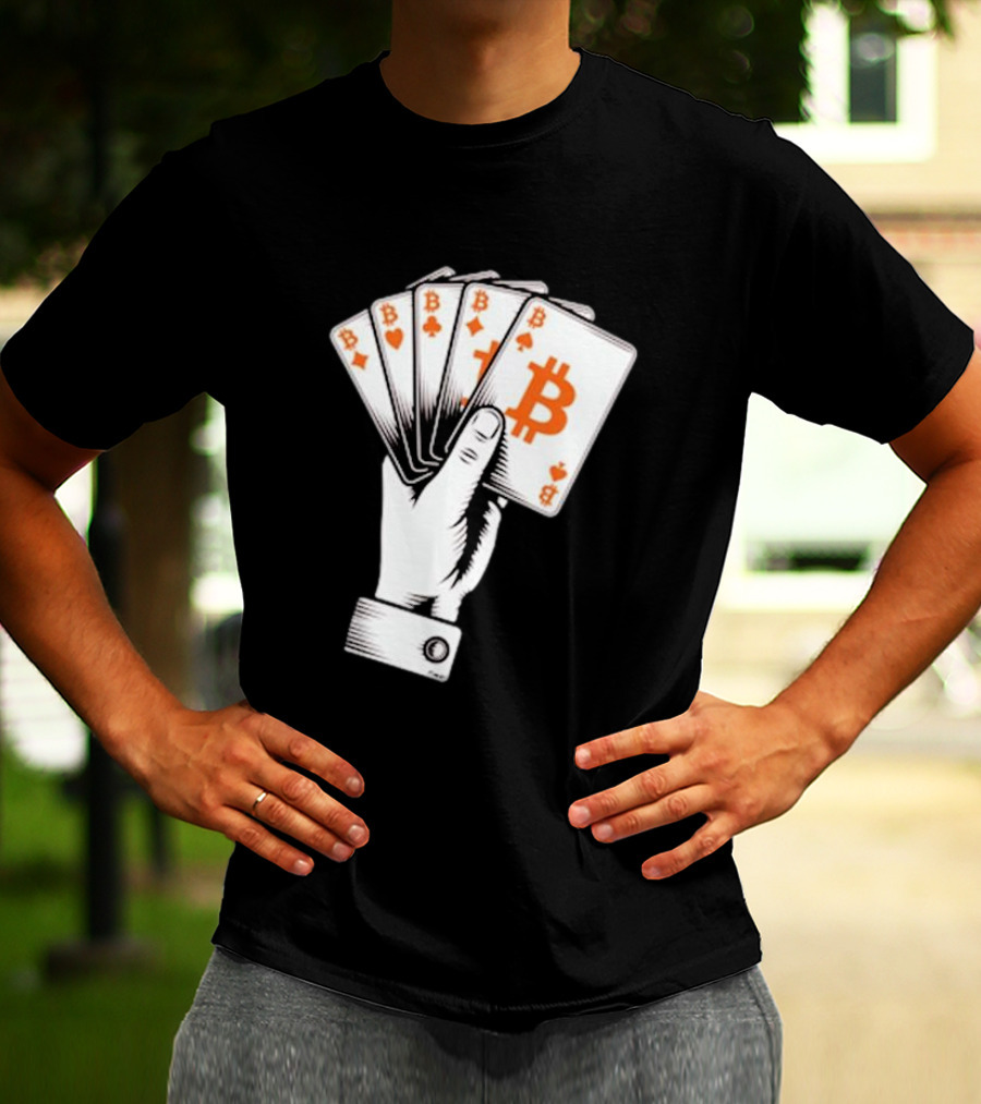 Bitcoin Royal Flush Playing Cards T-Shirt