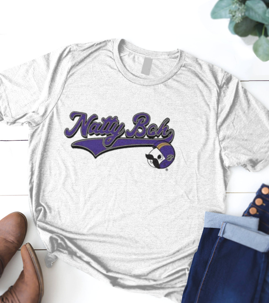 Natty Boh Purple Script With Football Helmet T-Shirt