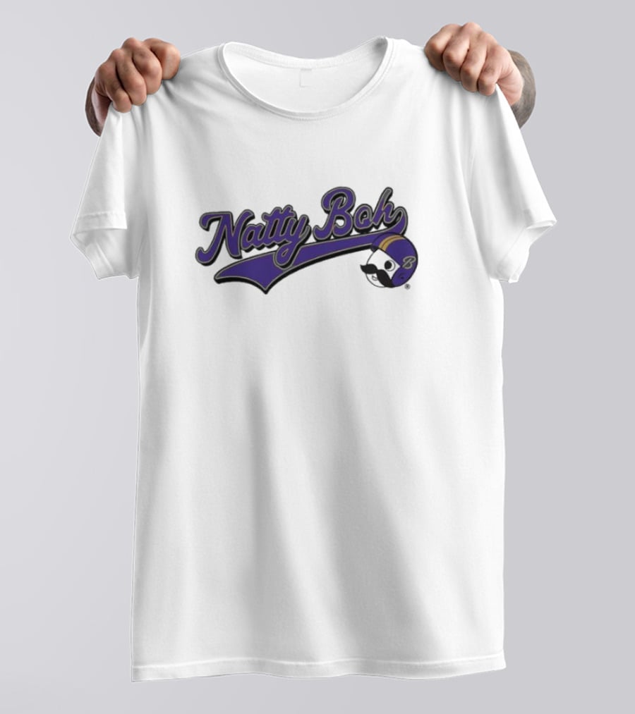 Natty Boh Purple Script With Football Helmet T-Shirt