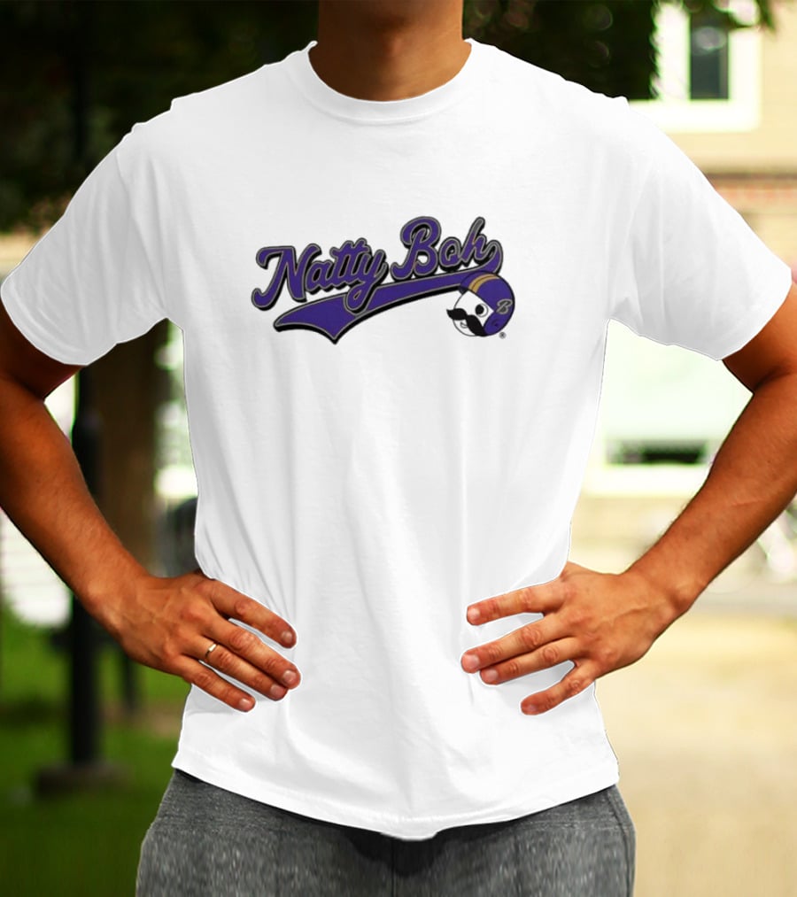 Natty Boh Purple Script With Football Helmet T-Shirt