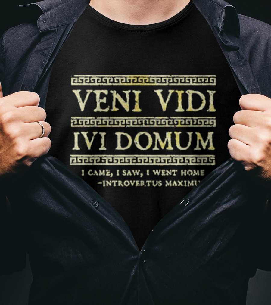 Veni Vidi Ivi Domum I Came I Saw I Went Home Introvertus Maximus Roman Style Humor T-Shirt