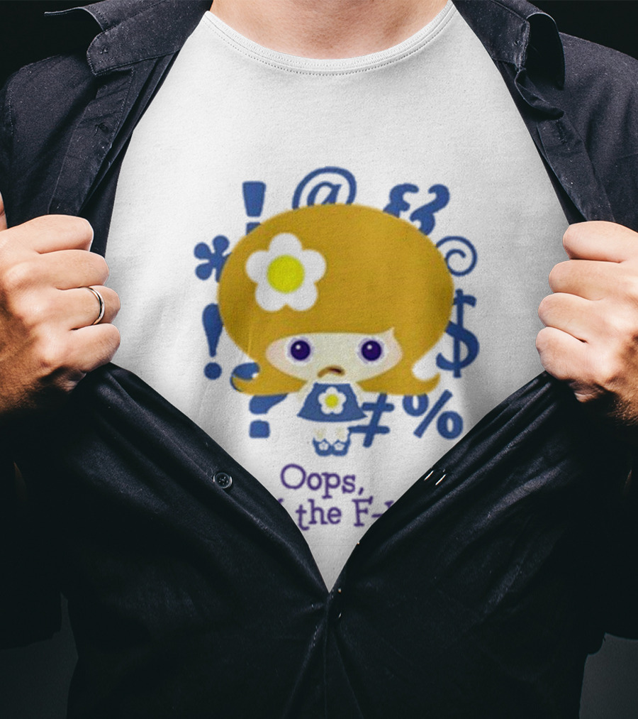 Oops I Said The F-Word Cute Character Blue Symbols T-Shirt