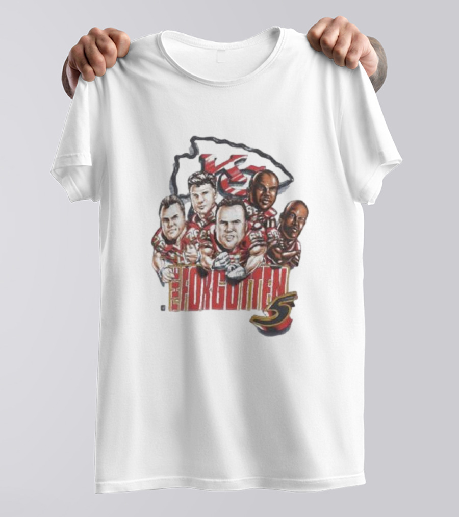 1995 Vintage NFL The Forgotten 5 Kansas City Chiefs Lineman Chiefs T-Shirt