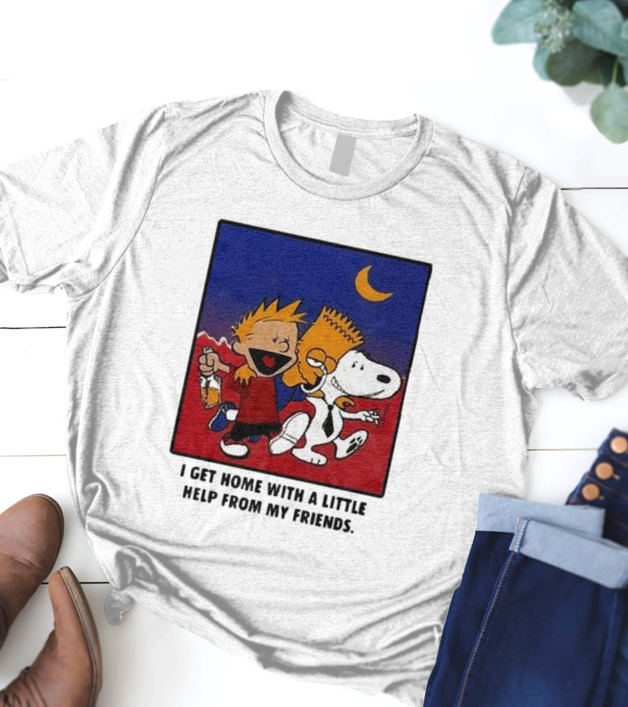 Criminal Simpsons Snoopy And Friends Get Home With A Little Help Under Moon T-Shirt