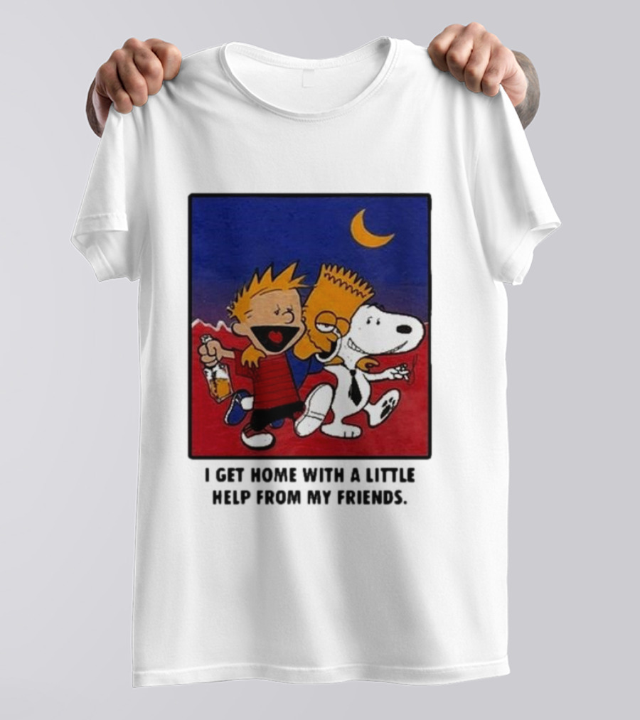 Criminal Simpsons Snoopy And Friends Get Home With A Little Help Under Moon T-Shirt